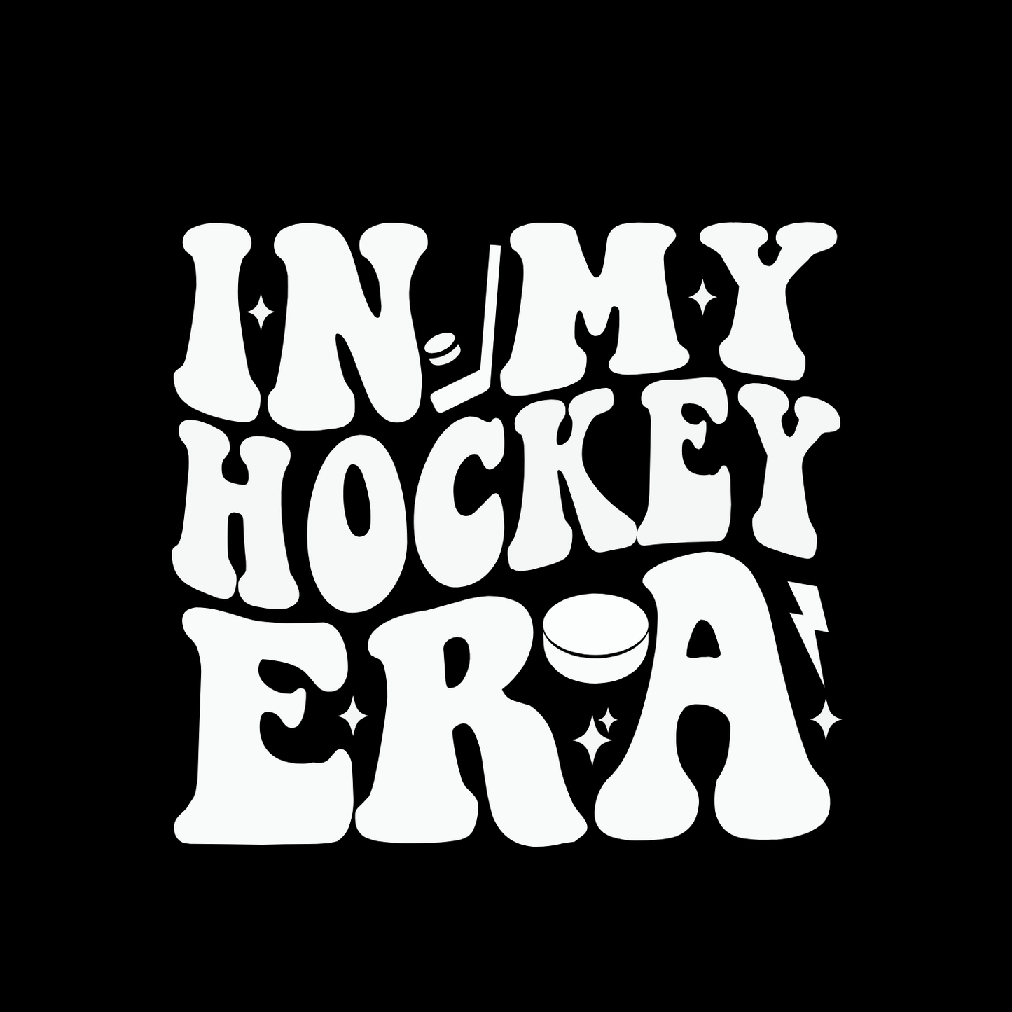 Hockey Eras Relaxed Fit Crewneck Adult Black W/ Pocket Full Print
