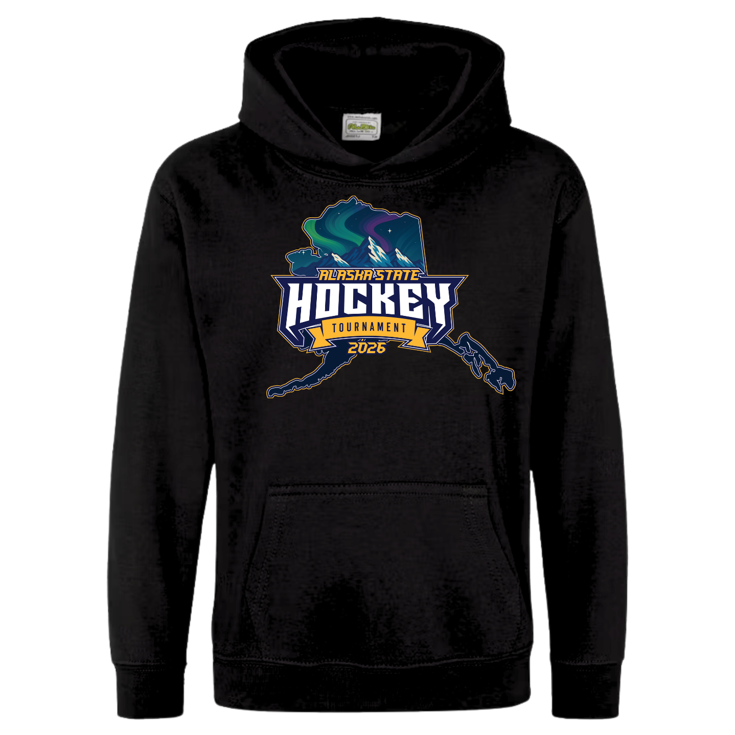 AK STATE BLACK HOODIE - Adult Sizing