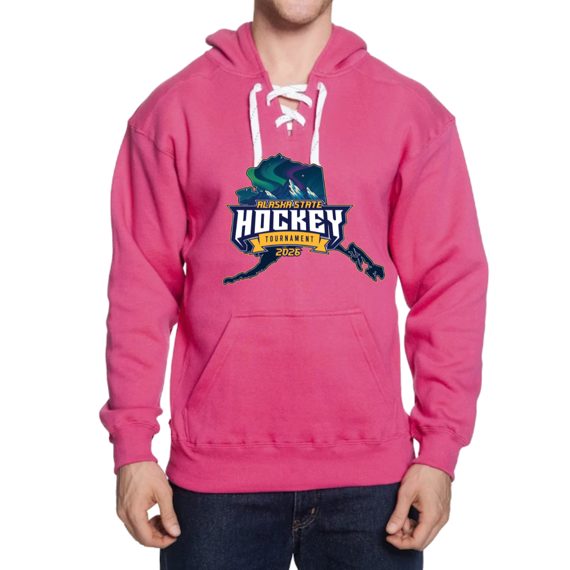 AK STATE Tie-Lace Hoodie RED ADULT Sweatshirt