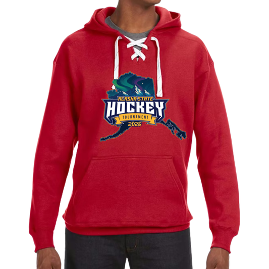 AK STATE Tie-Lace Hoodie RED ADULT Sweatshirt