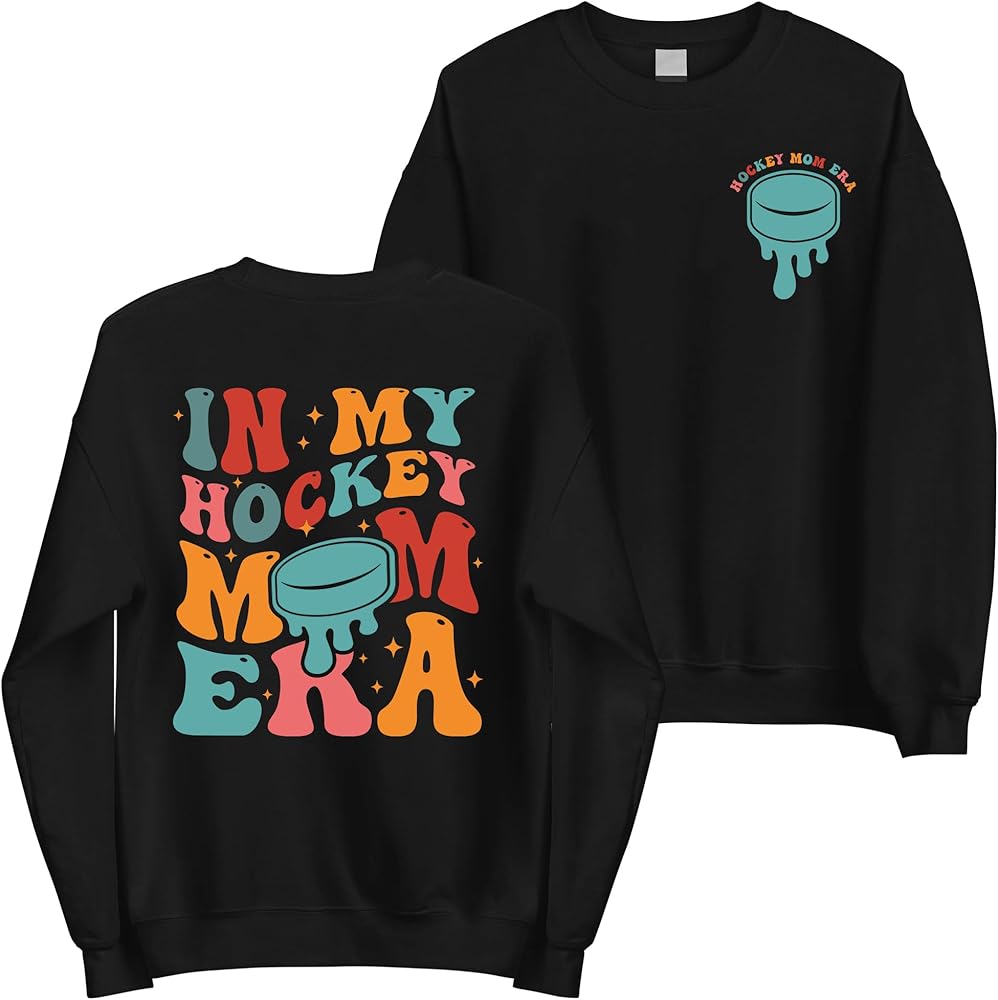 In My Hockey mom Eras Relaxed Fit Crewneck Adult BLACK