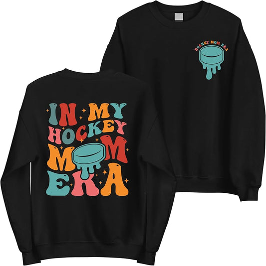 In My Hockey mom Eras Relaxed Fit Crewneck Adult BLACK
