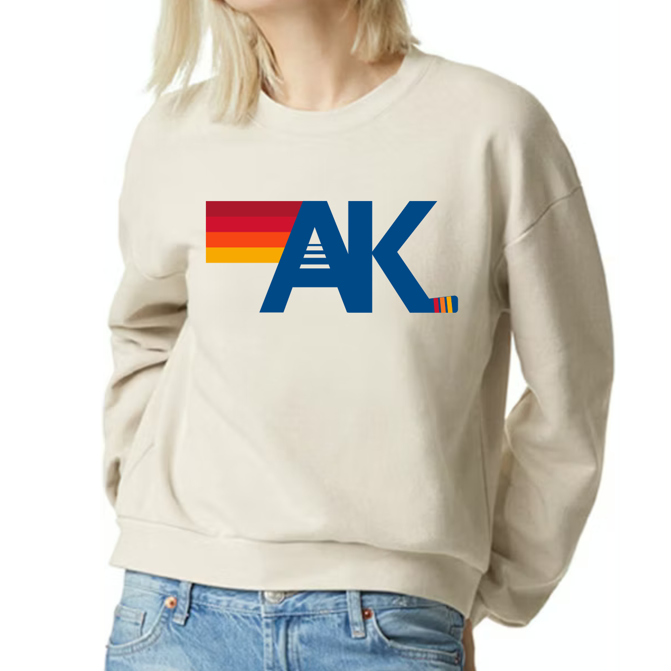 AK Crewneck Hockey Nation Relaxed Fit Adult Cream/Bone