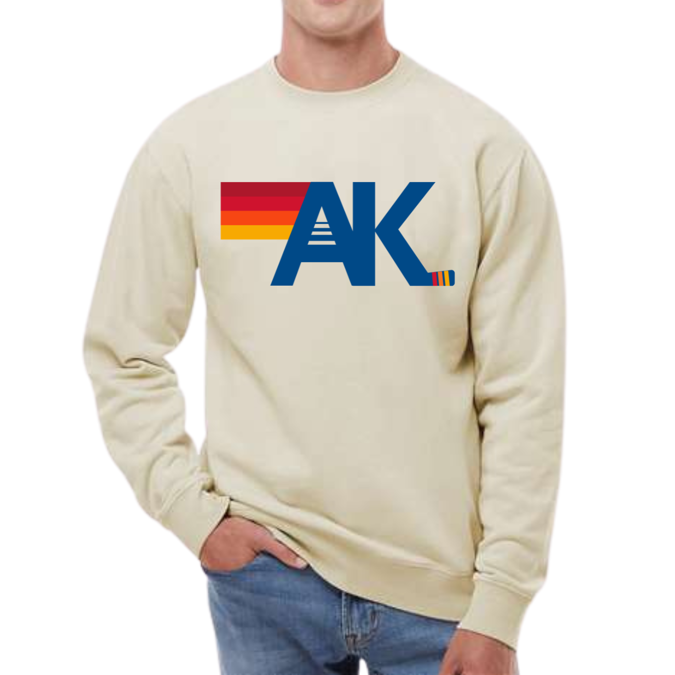 AK Crewneck Hockey Nation Relaxed Fit Adult Cream/Bone
