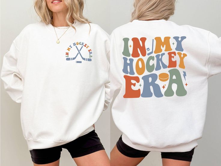 Hockey Eras Relaxed Fit Crewneck Adult White Full Print